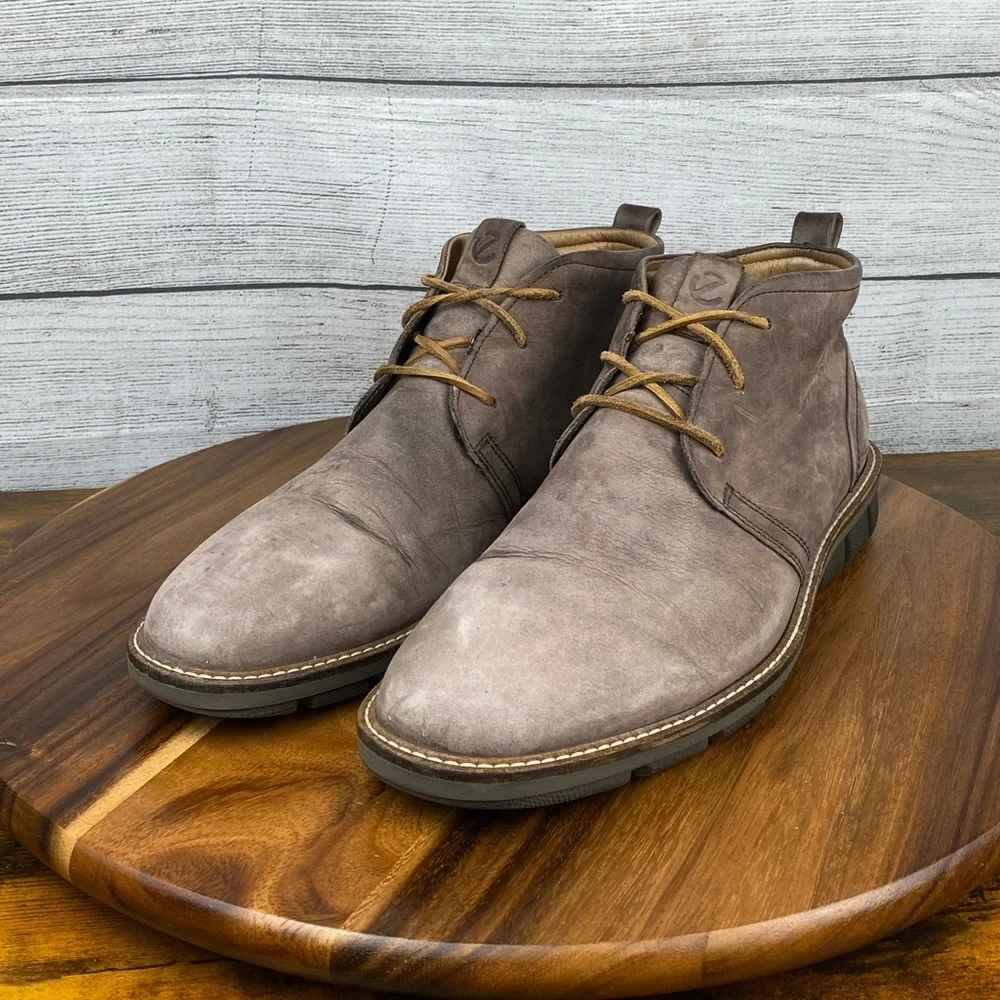 Ecco Men’s Jeremy Hybrid Chukka Boots Brown Nubuck Leather Shoe Size 12 EU 46